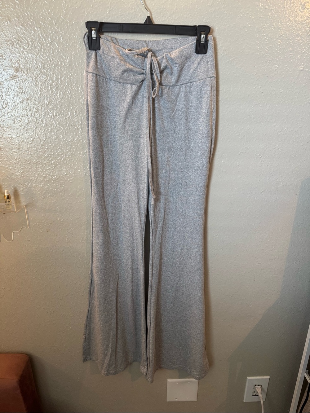 Wide-Leg Casual Lounge Pants in Light Gray with Drawstring Waist